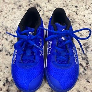 Blue Kyrie basketball shoes